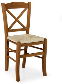 Set di 2 sedie TIBURTINA in legno massello noce con seduta in paglia