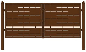 Cancello con serratura elettrica Privacy in ferro, apertura centrale, L 408.5 x H 180 cm, di colore ruggine