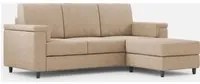 Divano 3 Posti con Pouf 208x155x85 cm Marrak in Tessuto Beige