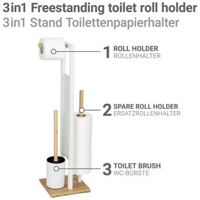 Porta carta igienica bianco/di colore naturale in acciaio con supporto con spazzola Rivalta – Wenko