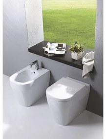 Coppia sanitari filomuro scarico a pavimento OLYMPIA CERAMICA tuttoevo bianco lucido WC: P 44 x L 36 x H 27 cm, bidet: P 26 x L 32 x H 24 cm