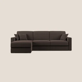Best Divano letto angolare con penisola in tessuto smacchiabile QuickClean T08 marrone 258 cm Destro (mat. 120x197)