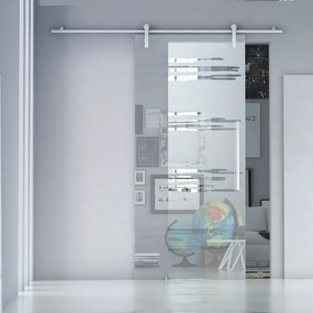 Porta scorrevole sinistra Gemini in cristallo grigio, L 76 x H 215 cm, con binario Ermes