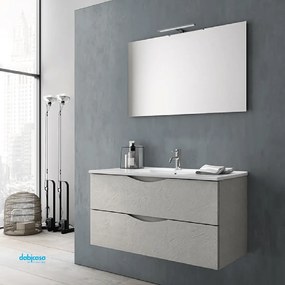 Mobile Bagno Sospeso "Martina" Da 80 Cm Composto Da Due Cassetti Lavabo E Specchio Con Lampada Led