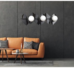 Lampadario Minimal Parvati Acciaio Nero 6 Luci E14 Ip20