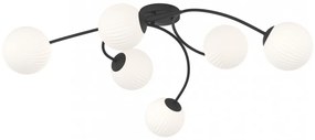 Lampada da soffitto in acciaio e vetro VIBRA 6 da interno 6xE14 Colore del corpo Nero e Bianco