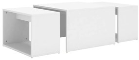Set 3 tavolini ad incastro bianchi 60x60x38 cm in truciolato