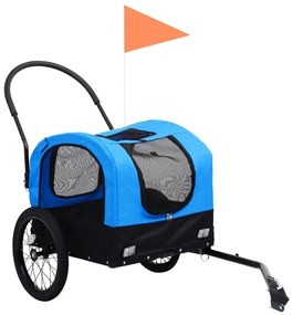 Rimorchio da bici per animali e carrello jogging blu e nero