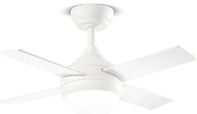Ventilatore Metallo Bianco Opaco Led 18W 4 Pale Legno Bianco Noce Chiaro Crux