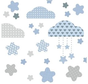 Adesivo decorativo da parete per bambini con nuvole blu 120 x 240 cm