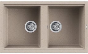 Lavello sopratop 2 vasche in quarzo avena ELLECI L 86 x L 51 cm