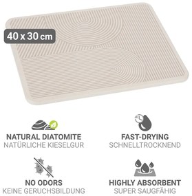 Tappetino scolapiatti beige in diatomite 40x30 cm Damon – Wenko
