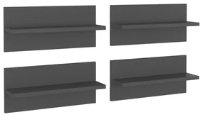 Mensole a muro 4 pz grigie 40x11,5x18 cm in truciolato