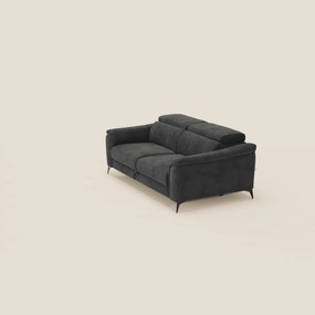 Arcos Divano 3 posti - piedini alti e poggiatesta reclinabili in microfibra impermeabile T11 nero