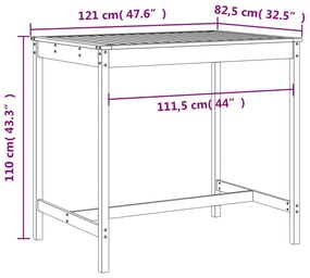 Set Bar da Giardino 5 pz Nero in Legno Massello di Pino