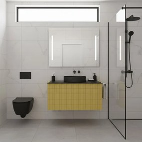 Mobile da bagno sospeso sotto lavabo L 80 x H 40 x P 45.5 cm giallo laccato opaco, 1 cassetto Pixel grid