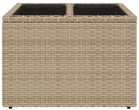 Tavolo da giardino piano in vetro beige 55x55x37 cm polyrattan