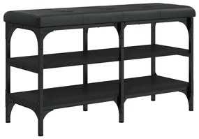 Panca porta scarpe nera 82x32x47 cm in legno multistrato