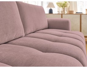 Divano rosa allungabile e con contenitore rivestito in ciniglia 251 cm Fuji – Bobochic Paris