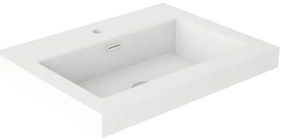 Lavabo a incasso rettangolare vasca centrale Nantes L 61 x H 6 x P 46 cm in resina bianco satinato
