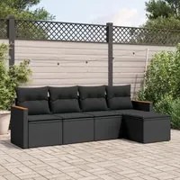 Set Divani da Giardino 5 pz con Cuscini in Polyrattan Nero 3258317