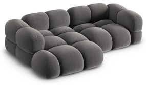 Divano angolare grigio (con penisola a sinistra/con chaise lounge) con rivestimento in velluto Loretto – Cosmopolitan Design