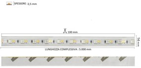 Striscia LED Professional - RGB + CCT (bianco Variabile)  - IP67 - 20W/m - 5m - 24V Colore RGB+CCT