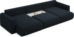 Divano angolare blu scuro allungabile/con contenitore (a U) con rivestimento in velluto Kapua – Makamii