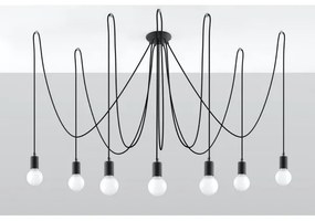 Sollux SL.0372 - Lampadario a sospensione con filo EDISON 7 7xE27/60W/230V ragno nero