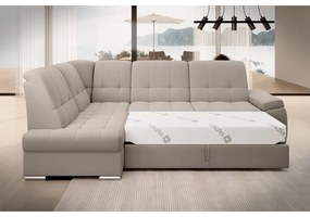 Divano angolare beige allungabile/con contenitore (con penisola a sinistra/a L) e rivestimento in velluto Sado – ELTAP