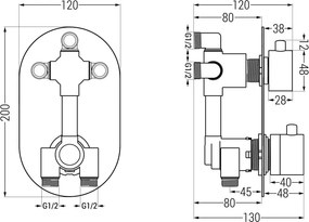 Mexen Kai DR70 set da bagno e doccia ad incasso con soffione 25 cm, cromato - 77602DR70251-00