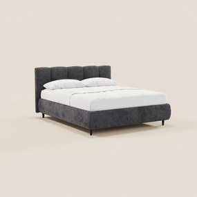 ARKAM letto imbottito con vano contenitore e testiera a lavorazione verticale - design shabby chic in tessuto certificato Oeko-Tex®