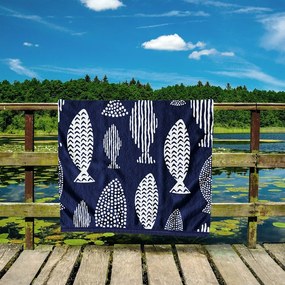 Telo mare blu scuro 90x180 cm Fish - DecoKing