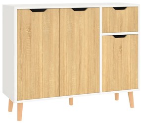 Credenza bianca e rovere sonoma 90x30x72 cm in truciolato