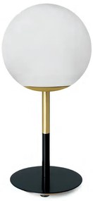 Lampada Da Tavolo 15 cm in vetro soffiato bianco latte con montatura nero e ottone spazzolato Jugen Miloox