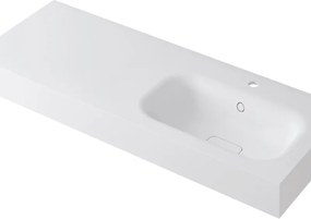 Lavabo a incasso rettangolare vasca a destra L 120.5 x H 15 x P 46 cm in resina bianco lucido