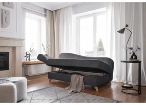Chaise longue grigia (con penisola a sinistra) con rivestimento in velluto a coste Chic Charlotte – Miuform