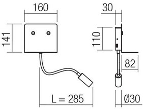 Redo 01-3211 - Applique a LED MOKA LED/6W + LED/3W/230V CRI90 nero