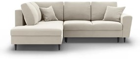 Divano angolare beige allungabile e con contenitore (con penisola a sinistra/a L) con rivestimento in velluto Kyoto – Cosmopolitan Design