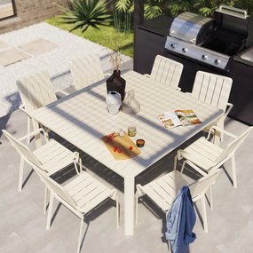 Set tavolo e sedie Idaho NATERIAL in alluminio beige per 8 persone