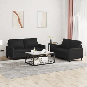 Set Di Divani 2 Pz Con Cuscini Nero İn Similpelle /