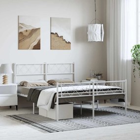 Giroletto Con Testiera E Pediera Metallo Bianco 150x200 Cm /