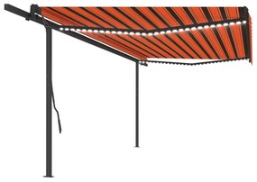 Tenda da Sole Retrattile Manuale LED 5x3,5 m Arancione Marrone