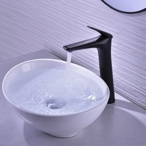 Rubinetto Alto Lavabo Bagno Ottone Nero Opaco