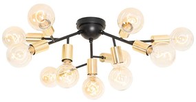 Plafoniera di design nera con oro 12 luci - Juul