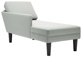 Sdraio Con Cuscino E Bracciolo Destro İn Velluto Grigio Chiaro /