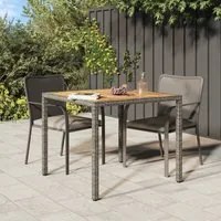 Tavolo Giardino 90x90x75cm Polyrattan e Massello Acacia Grigio 316719