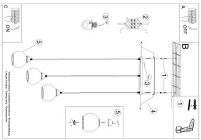 Sollux SL.1142 - Lampadario a cavo ALINO 3xE27/60W/230V nero