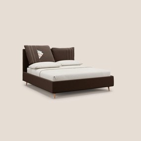 Nathan letto contenitore con cuscini regolabili con tasche in microfibra velluto impermeabile T09 marrone