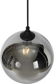 Lampada a sospensione intelligente nera con vetro fumé incl. Wifi A60 - Wallace